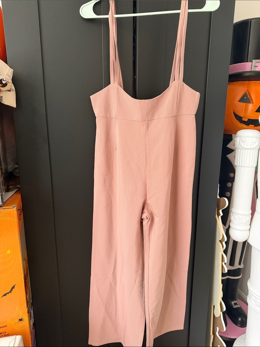 Forever 21 Dusty Pink Ribbed Wide-Leg Jumpsuit